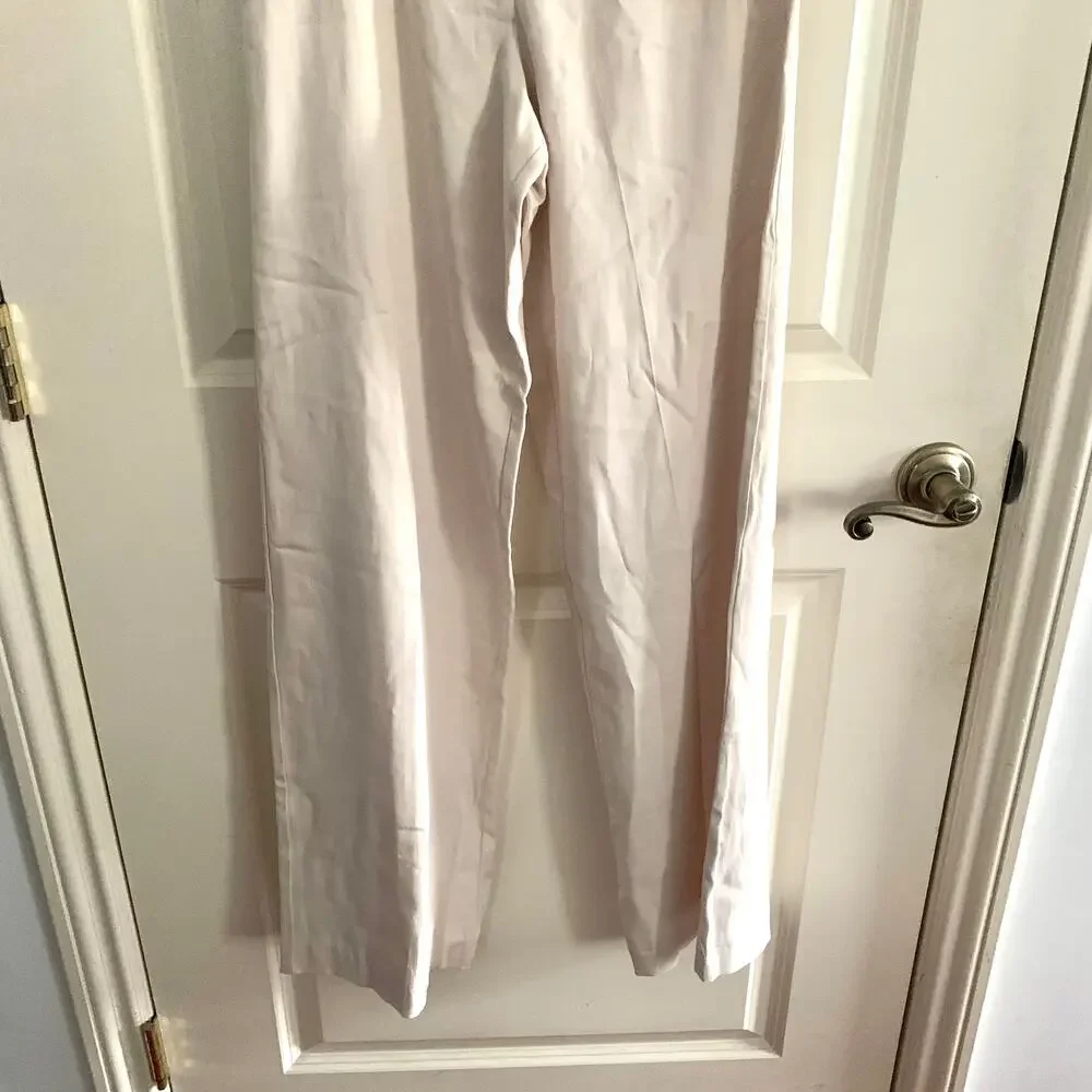 Zara Full Length Trousers with Cutout Opening in Ecru Off White